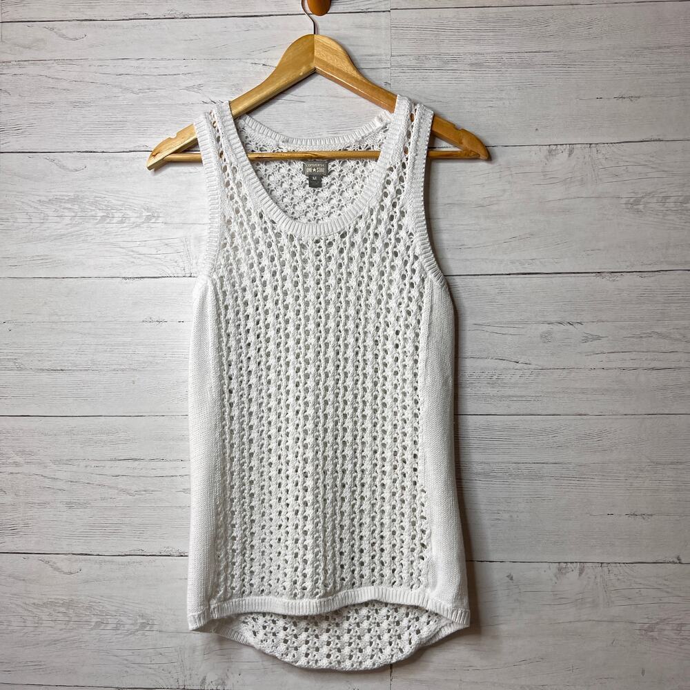 Converse Top Womens Size Medium White One Star Sweater Cover Up 100% Cotton